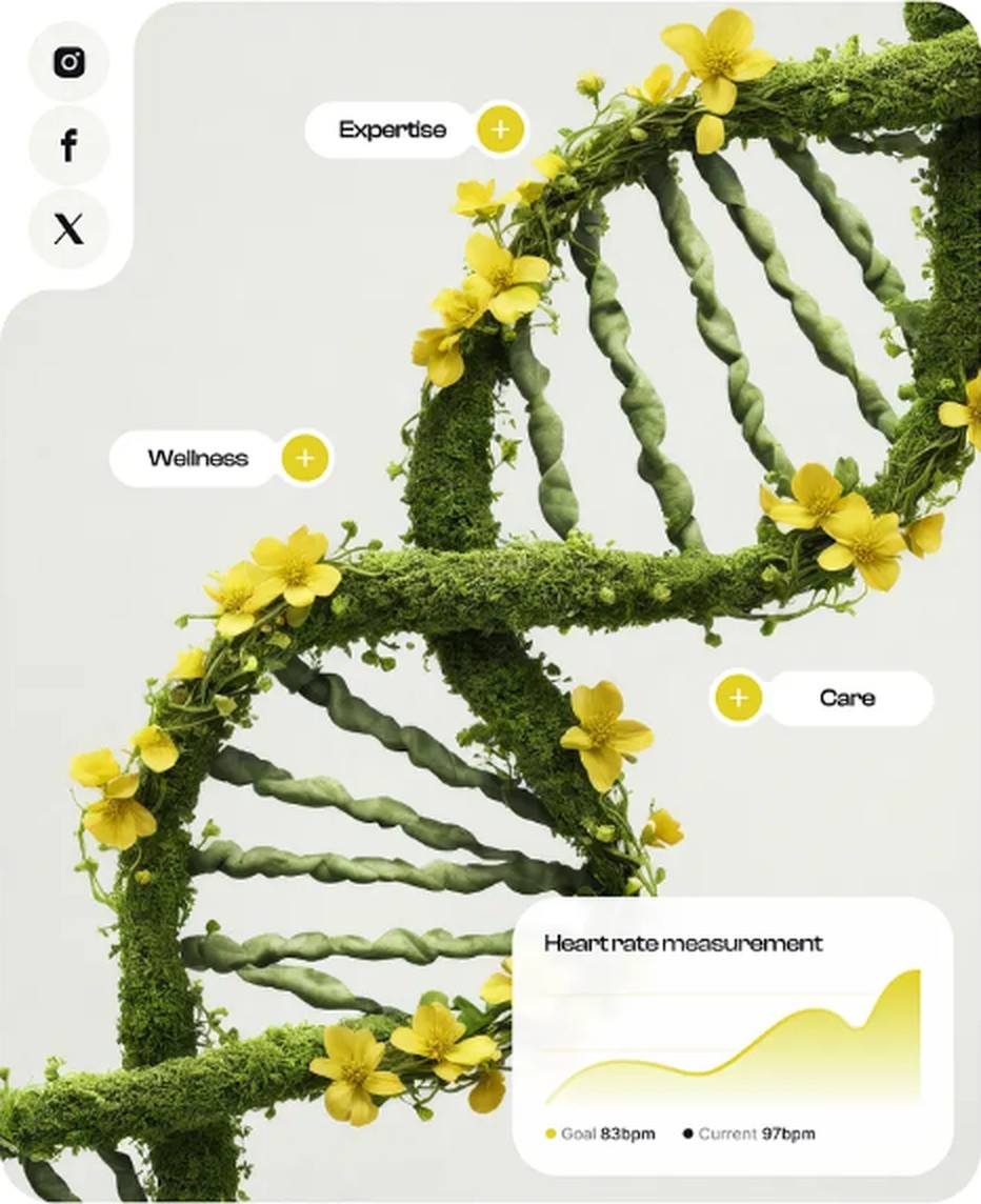 Moss and flower DNA helix
