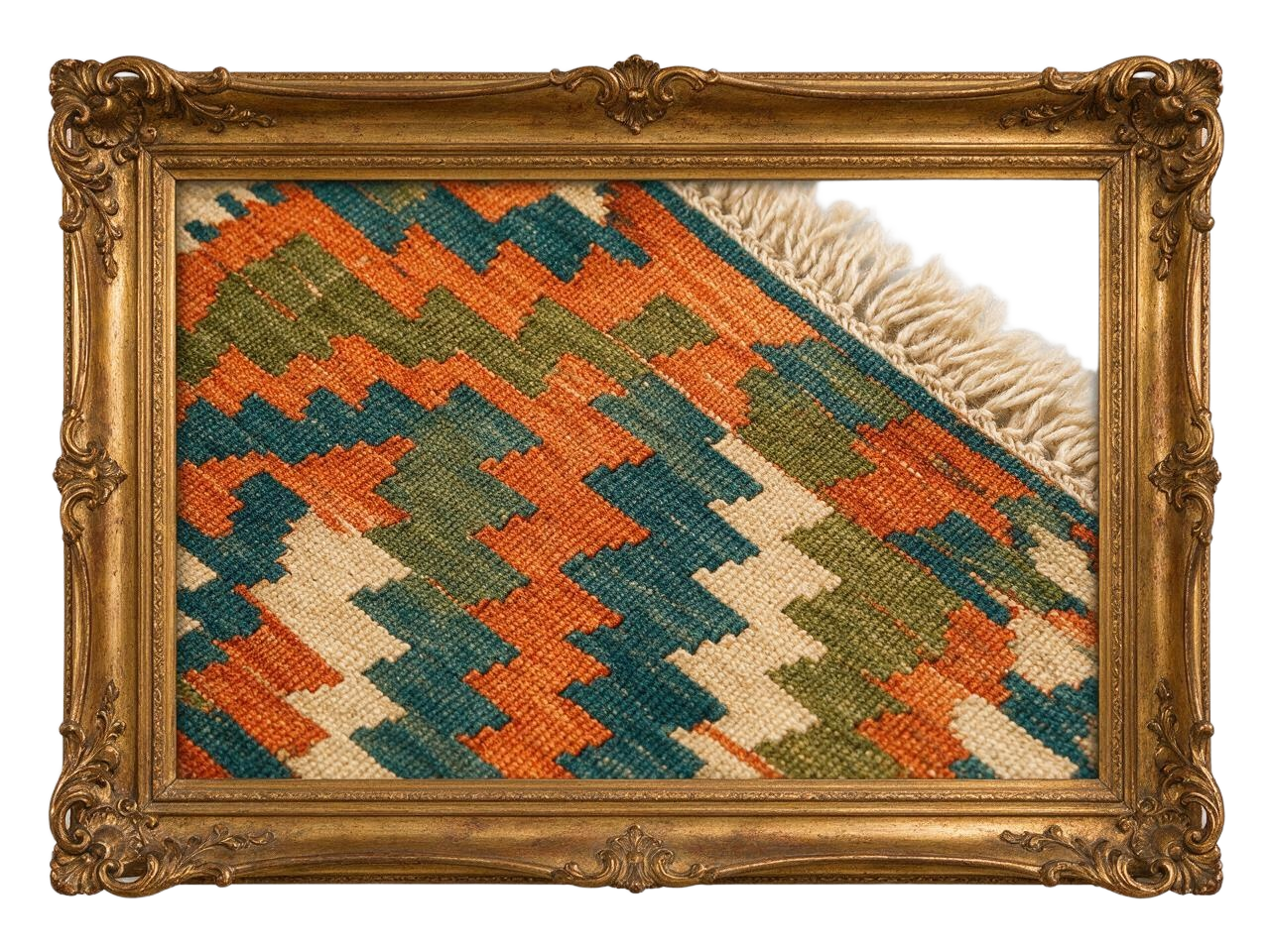 Framed hand-woven Persian kilim